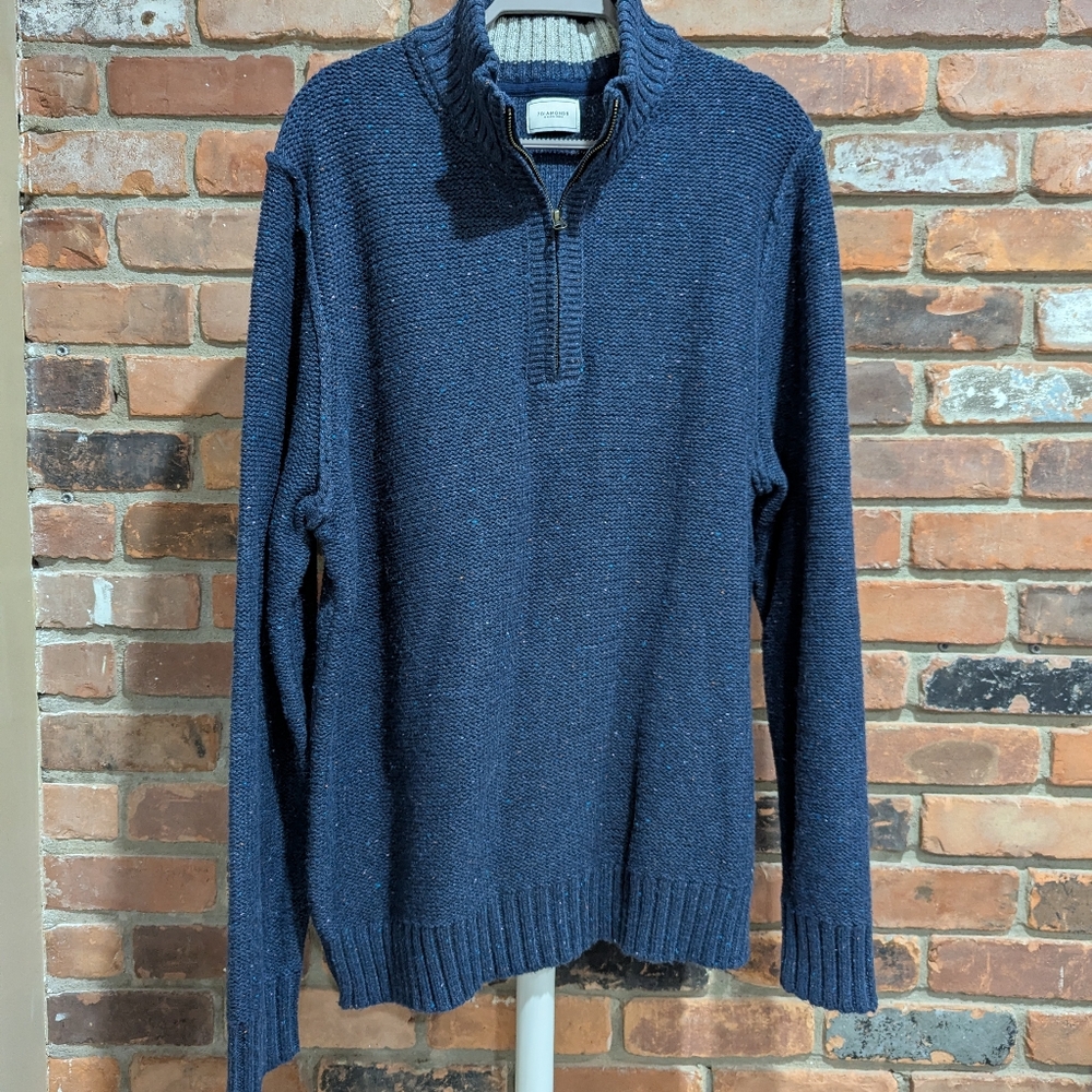 Men's Navy Quarter-Zip Knitted Sweater